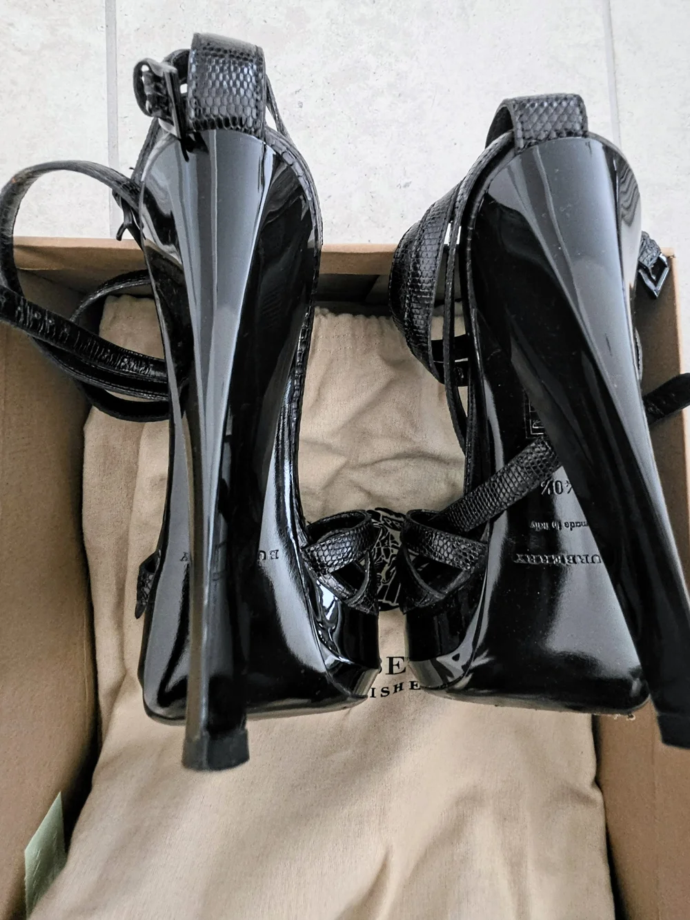 Burberry Black Strappy High Heel Sandals